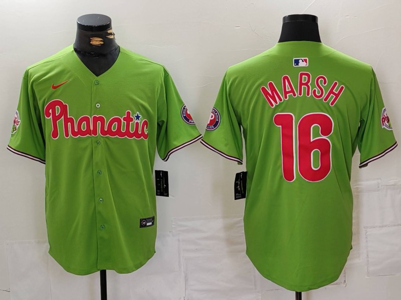 Men's Philadelphia Phillies Brandon Marsh #16 Green Limited Jersey